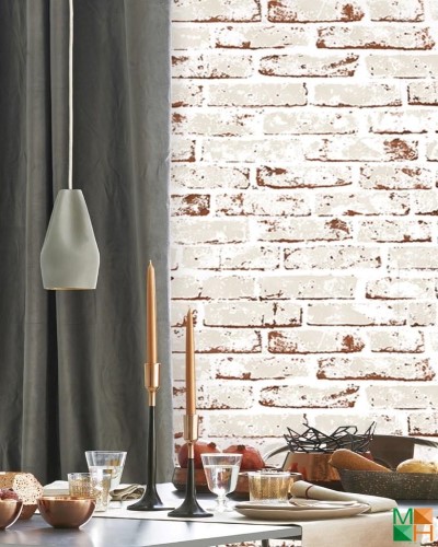  Giấy dán tường Hàn Quốc 3D giả gạch màu trắng đẹp 70137-3
